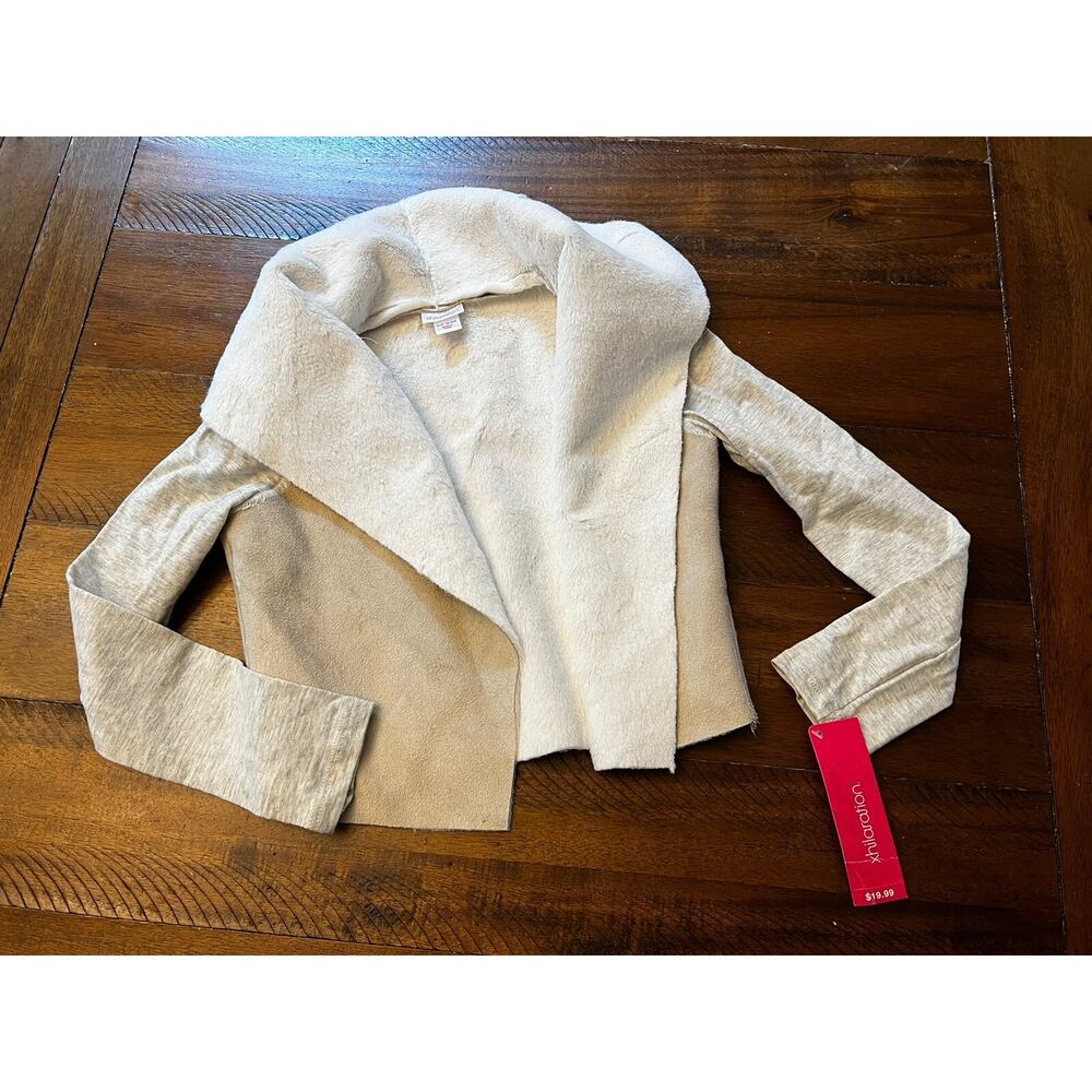NWT Xhilaration Open Front Girls Faux Suede Cotton Sleeves Size Girls Small 6/6x